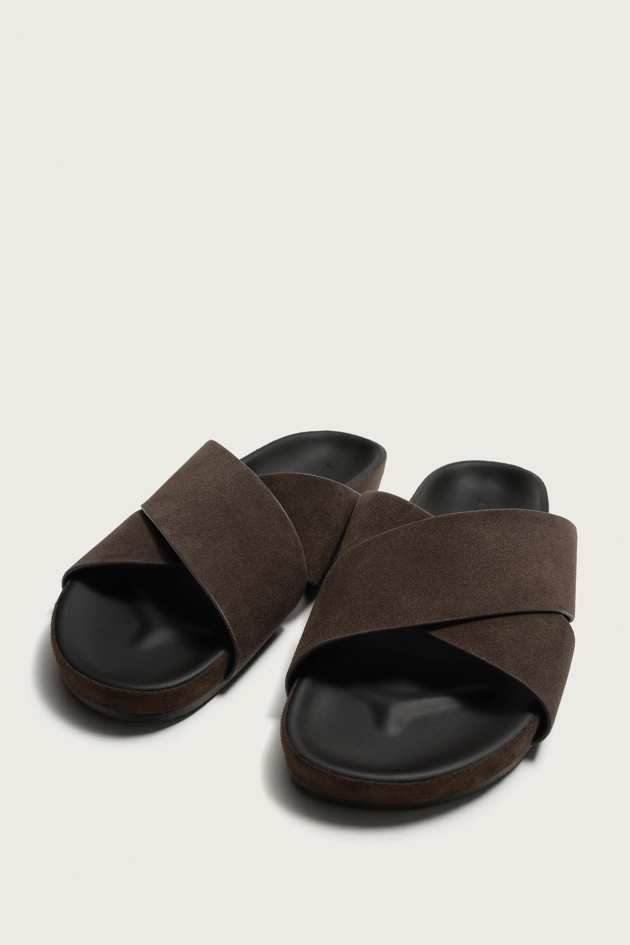 LEATHER CROSSOVER SANDALS